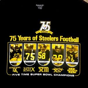 Pittsburgh Steelers 75th Anniversary (2007) Large Short Sleeve T-Shirt. Reebok